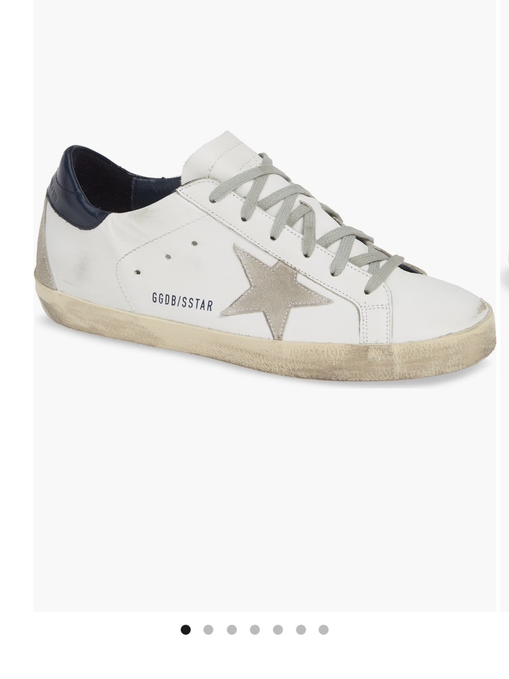 Golden Goose White Leather Low-Top Sneaker with Gray Star and Black Heel